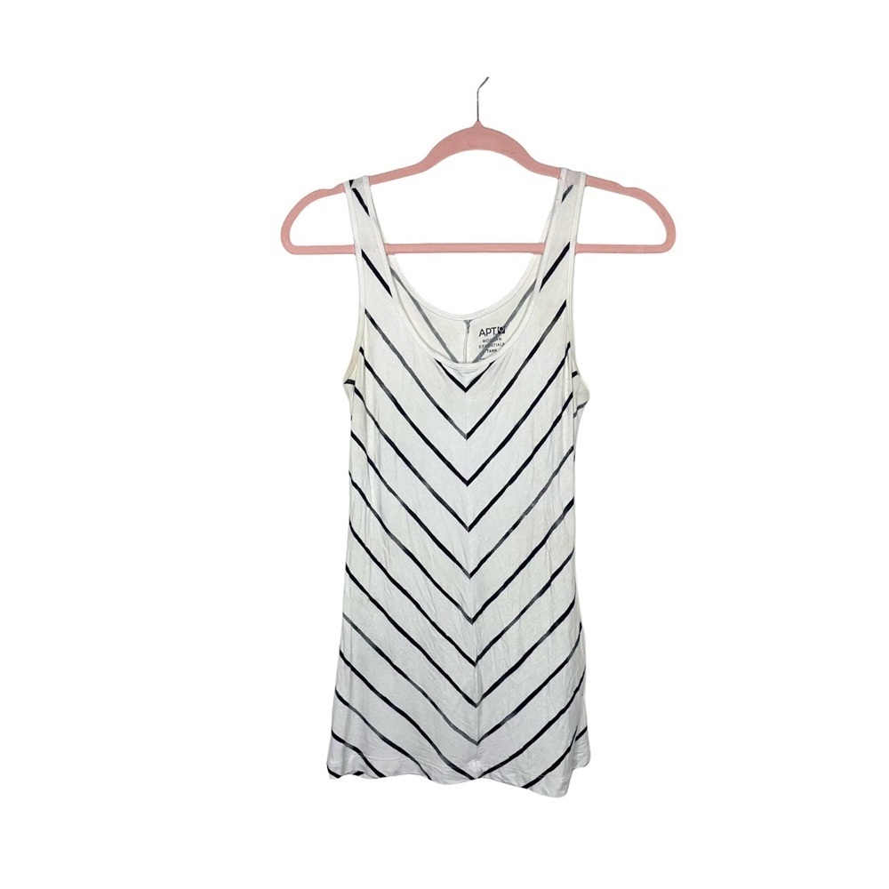 APT. 9 White & Black Stripe Modern Essentials V-Neck Tank S